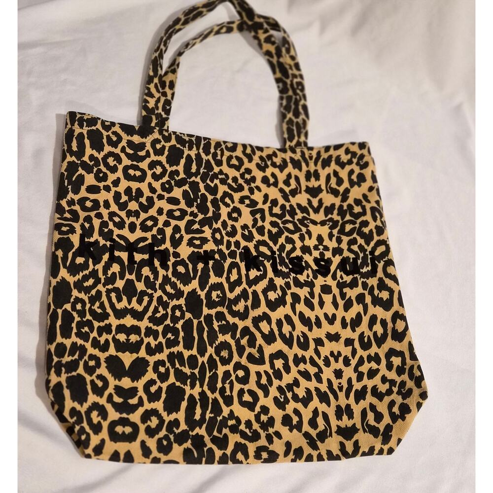 KITH x‎ KISSUI Leopard Print Canvas Tote Streetwear Collab Large Flocked Logo